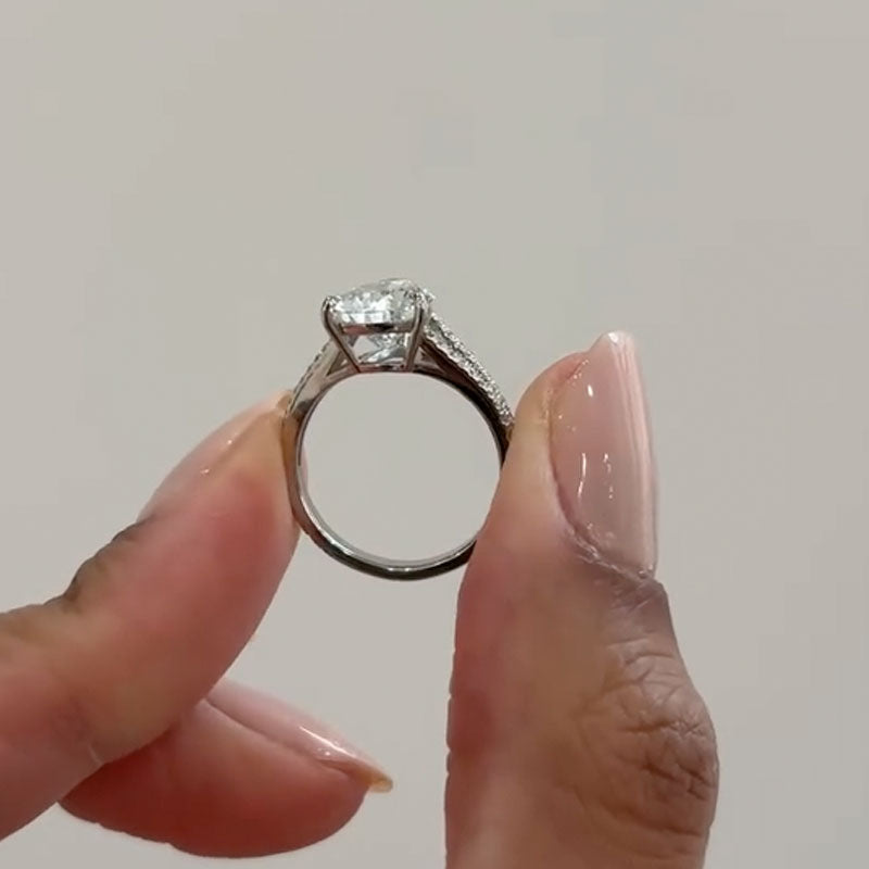 Ahabobo Unique Split Shank Pear Cut Engagement Ring In Sterling Silver