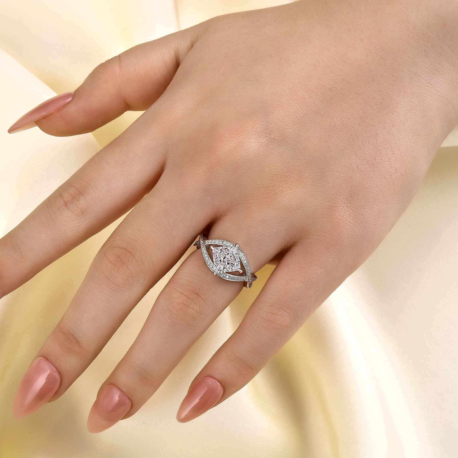 Ahabobo Unique 2.0 Carat Princess Cut Engagement Ring For Women
