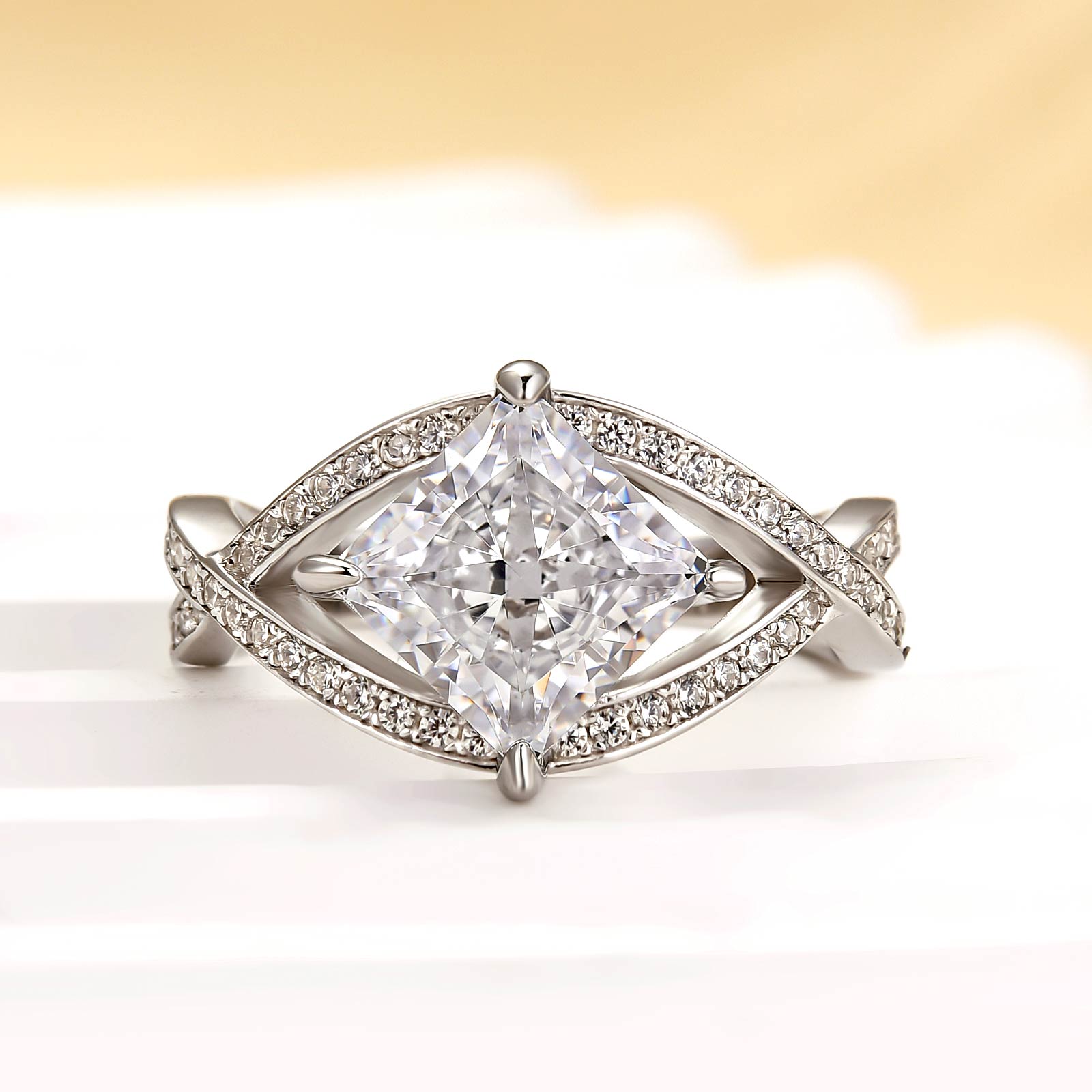 Ahabobo Unique 2.0 Carat Princess Cut Engagement Ring For Women