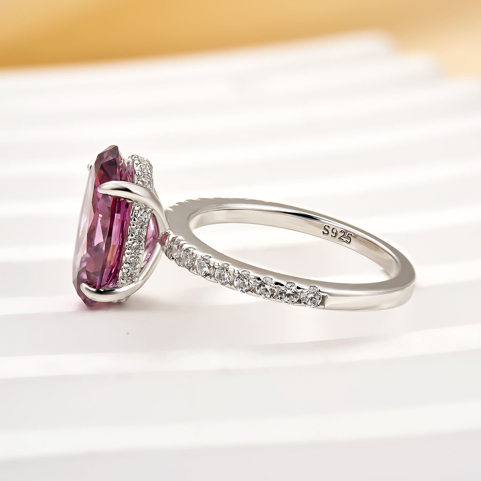 Maxine 4.0CT Purple Oval Cut Engagement Ring In Sterling Silver