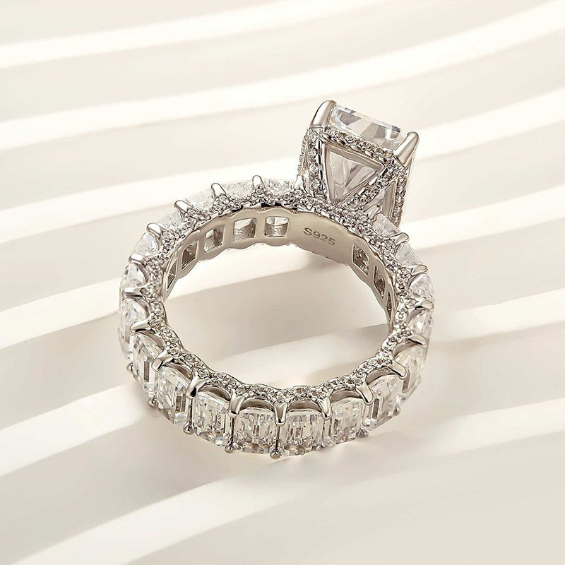 Luxurious 5.0 Carat Radiant Cut Engagement Ring With Emerald Cut Band