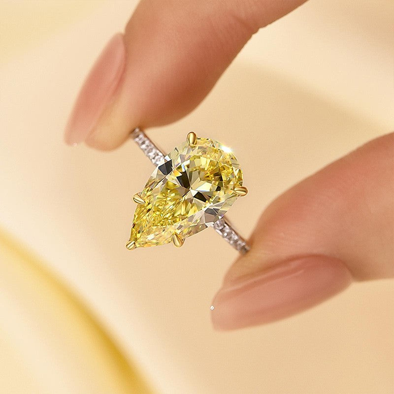 4.5Ct Yellow Pear Cut Engagement Ring Promise Ring For Her In Sterling Silver