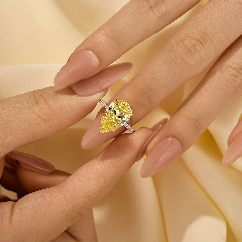 4.5Ct Yellow Pear Cut Engagement Ring Promise Ring For Her In Sterling Silver