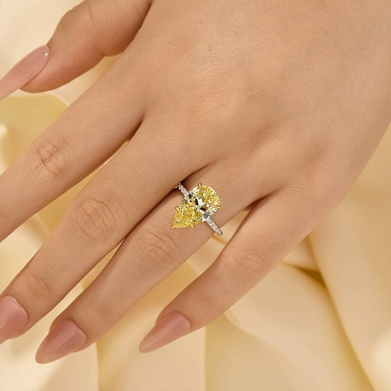 4.5Ct Yellow Pear Cut Engagement Ring Promise Ring For Her In Sterling Silver