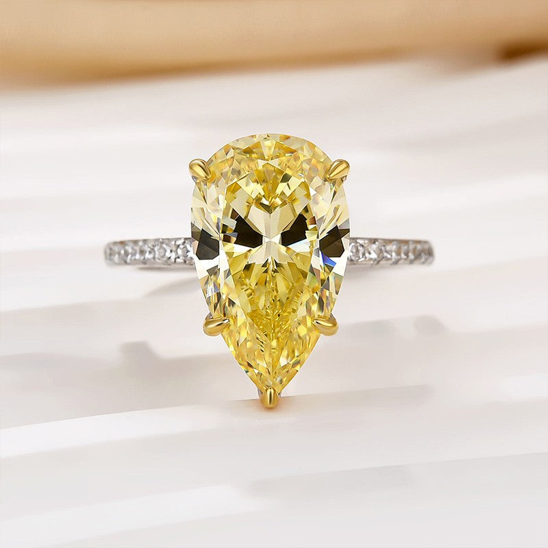 4.5Ct Yellow Pear Cut Engagement Ring Promise Ring For Her In Sterling Silver