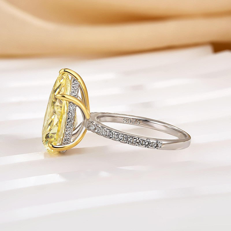 4.5Ct Yellow Pear Cut Engagement Ring Promise Ring For Her In Sterling Silver