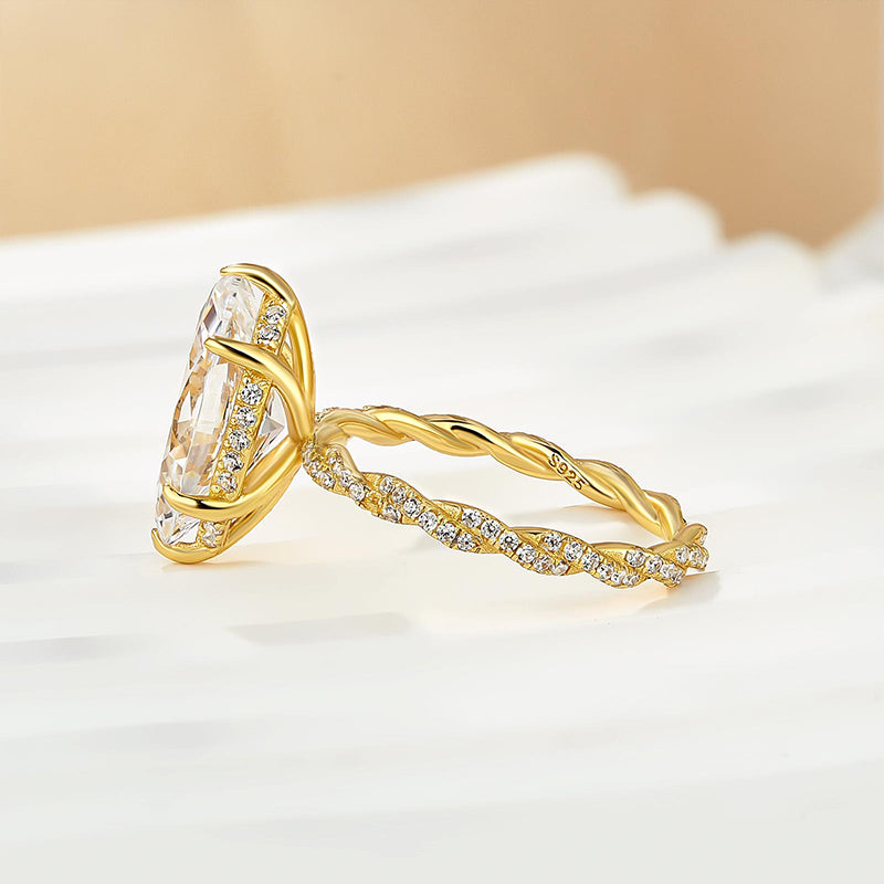4.0Ct Marquise Cut Twist Hidden Halo Engagement Ring Travel Ring In Sterling Silver
