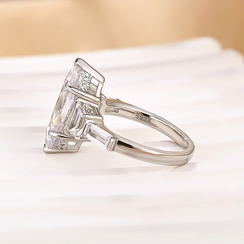 4.0Ct Marquise Cut Three Stone Engagement Ring In Sterling Silver
