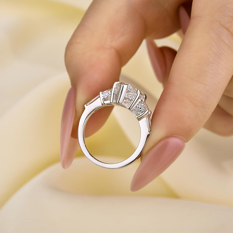 4.0Ct Marquise Cut Three Stone Engagement Ring In Sterling Silver