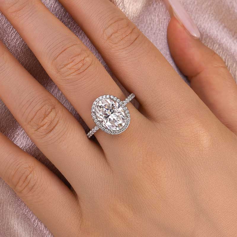 Ahabobo Moissanite Halo 4.5 Carat Oval Cut Engagement Ring