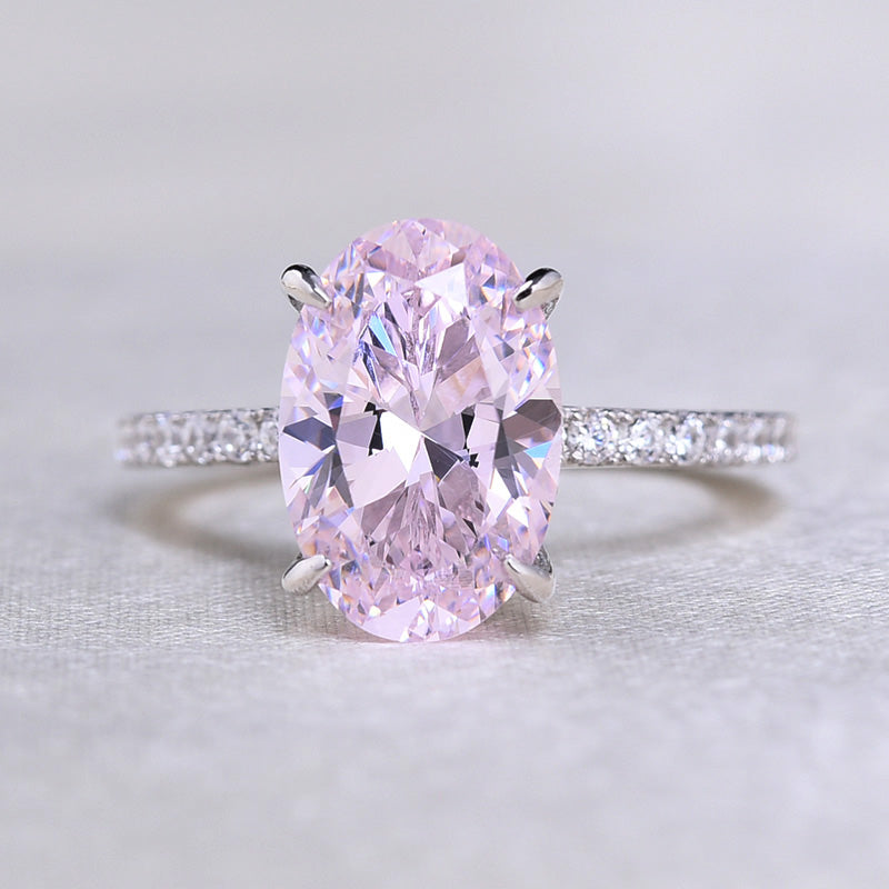 Stunning Oval Cut Pink Sapphire 2PC Jewelry Set For Women In Sterling Silver