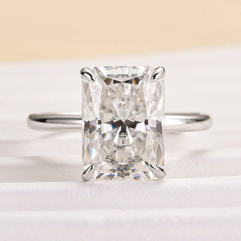 Ahabobo Timeless Moissanite 4.5 Ct Radiant Cut Engagement Ring In Sterling Silver