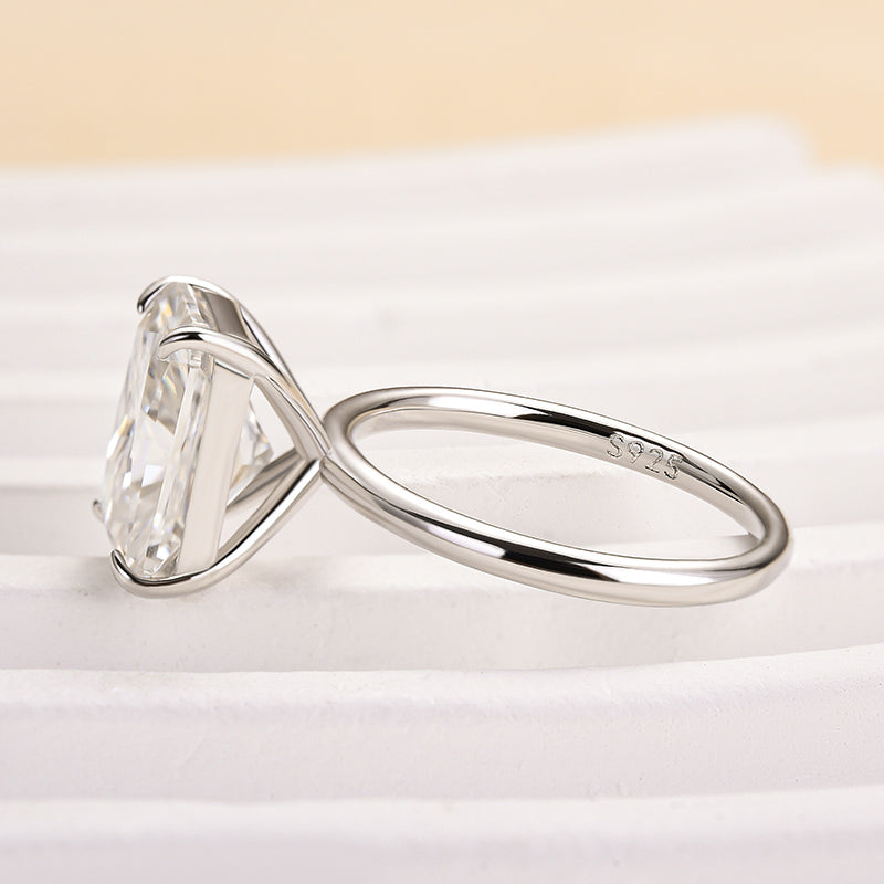 Ahabobo Timeless Moissanite 4.5 Ct Radiant Cut Engagement Ring In Sterling Silver