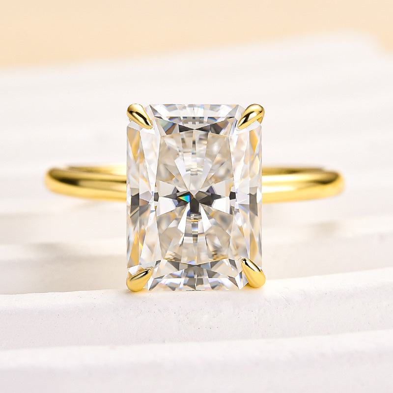 Ahabobo Timeless Moissanite 4.5 Ct Radiant Cut Engagement Ring In Sterling Silver