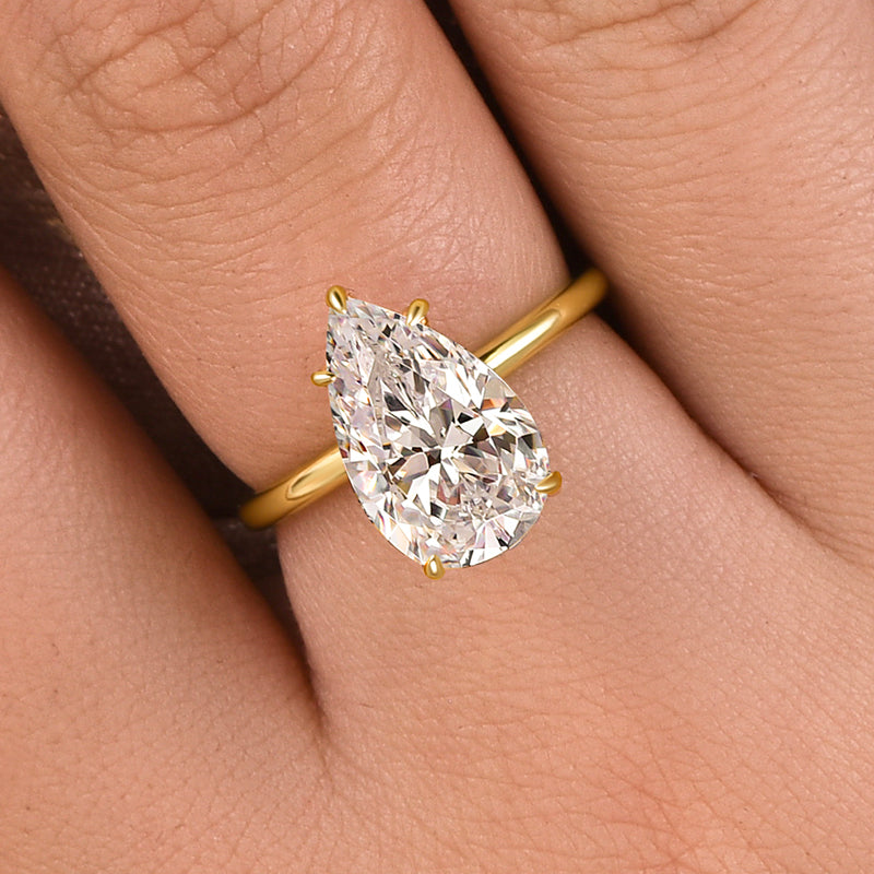 Ahabobo Moissanite 4.0 Ct Pear Cut Engagement Ring For Women
