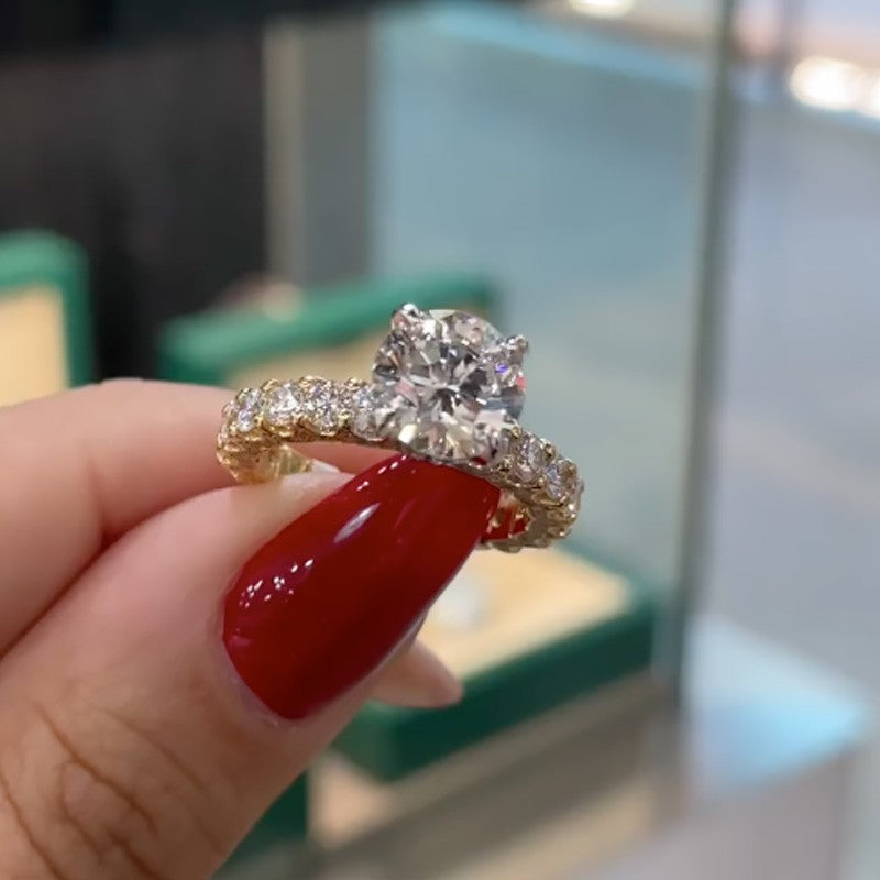 2.0Ct Round Cut Engagement Ring Travel Rings With Hidden Halo