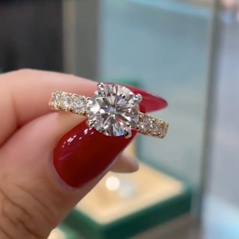 2.0Ct Round Cut Engagement Ring Travel Rings With Hidden Halo