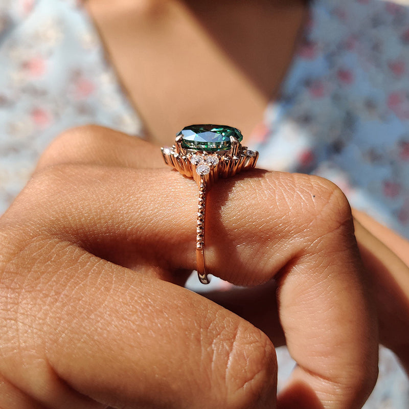 Paraiba Tourmaline 2.0Ct Oval Cut Engagement Ring In Sterling Silver