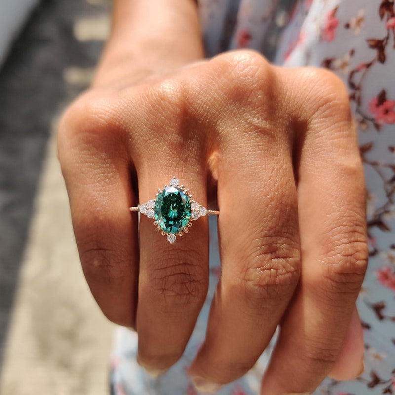 Paraiba Tourmaline 2.0Ct Oval Cut Engagement Ring In Sterling Silver