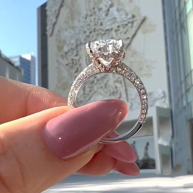 Luxurious Elongated Cushion Cut 9.0Ct Engagement Ring For Women In Sterling Silver