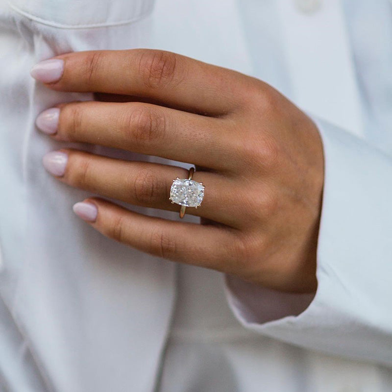 Gorgeous Yellow Gold Cushion Cut Engagement Ring for Women In Sterling Silver