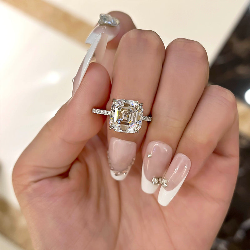 Stunning Asscher Cut Wedding Set For Women In Sterling Silver