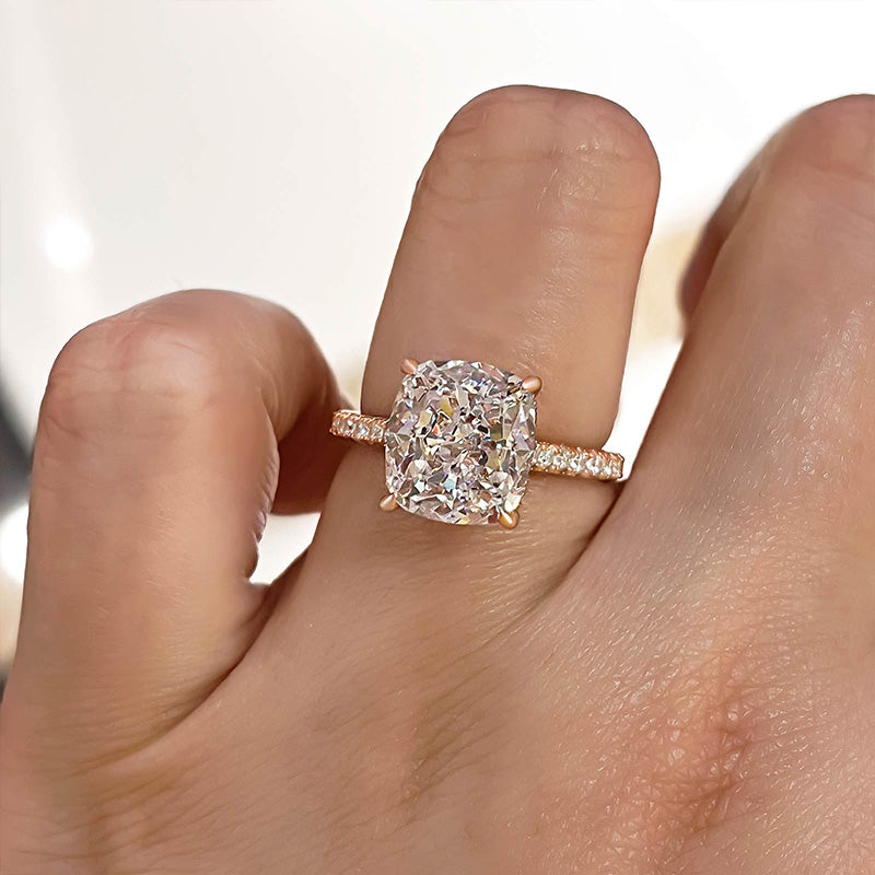 Exclusive Cushion Cut Women's Engagement Ring In Sterling Silver