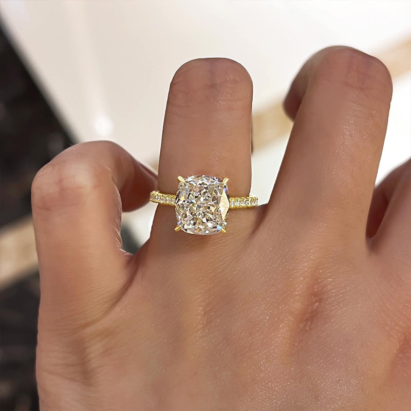 Exclusive Cushion Cut Women's Engagement Ring In Sterling Silver