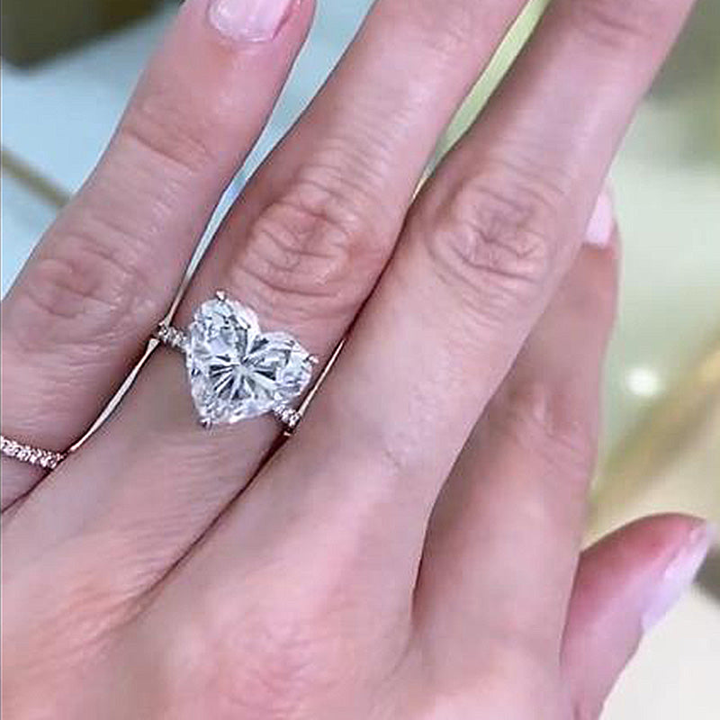 Elegant Heart Cut Engagement Ring For Women In Sterling Silver