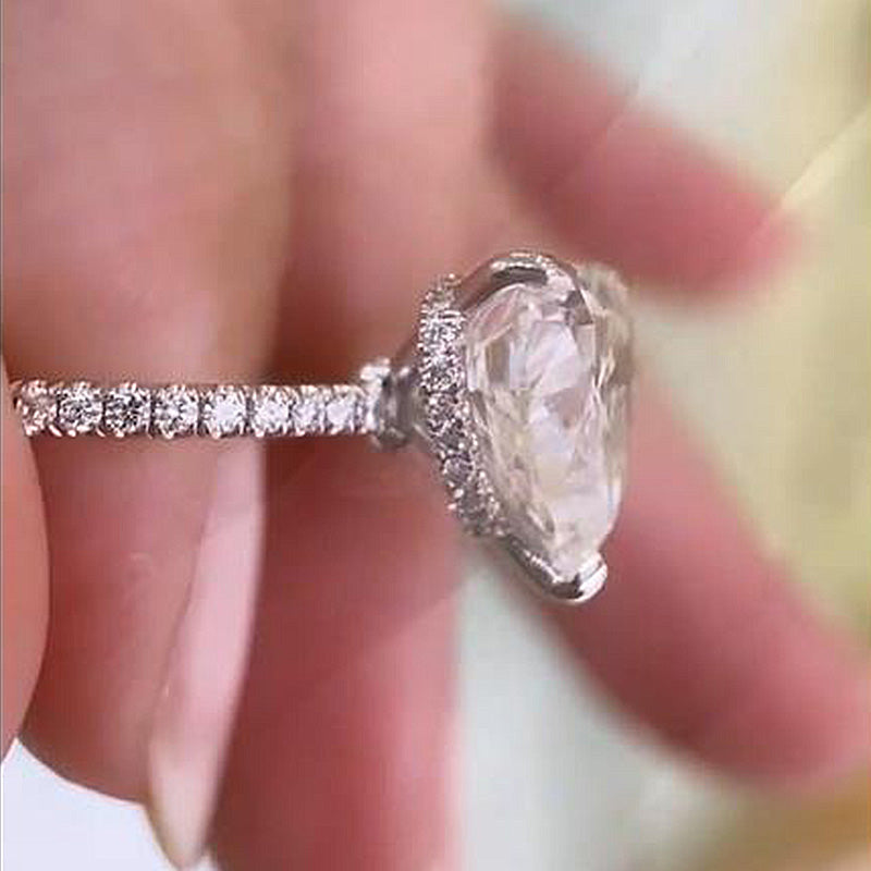 Elegant Heart Cut Engagement Ring For Women In Sterling Silver
