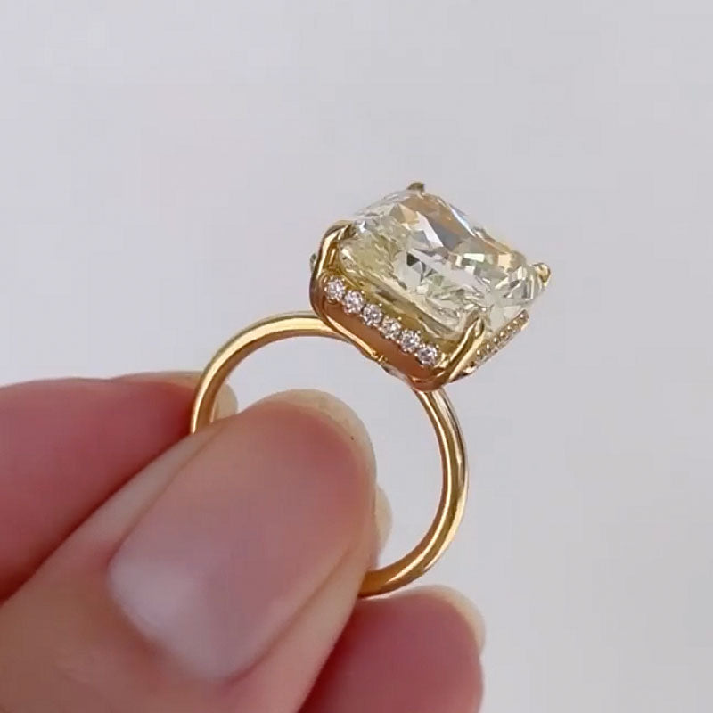 Yellow Gold Crushed Ice Radiant Cut Yellow Sapphire Engagement Ring