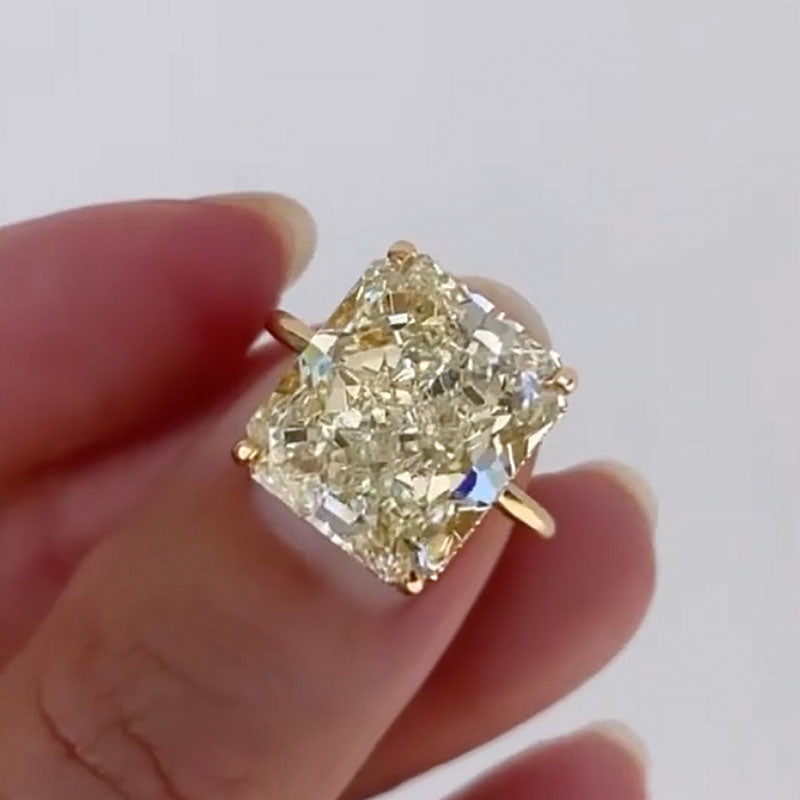 Yellow Gold Crushed Ice Radiant Cut Yellow Sapphire Engagement Ring