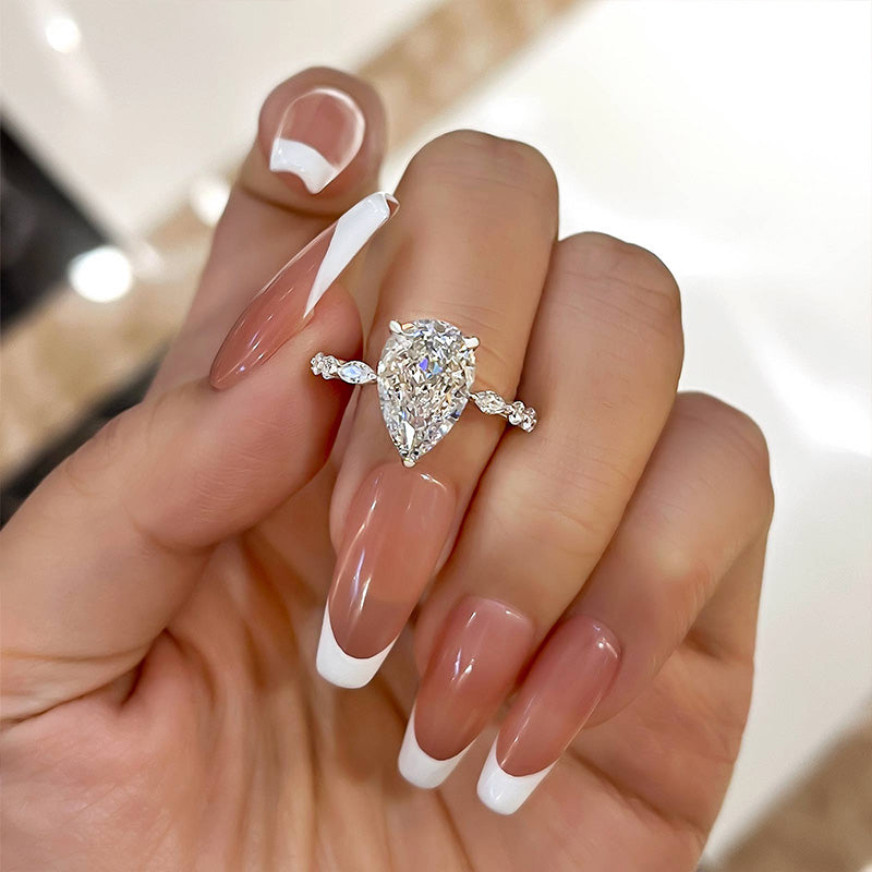 Sparkle Pear Cut Sona Simulated Diamond Engagement Ring In Sterling Silver