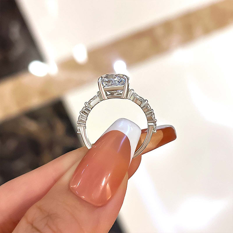 Sparkle Pear Cut Sona Simulated Diamond Engagement Ring In Sterling Silver