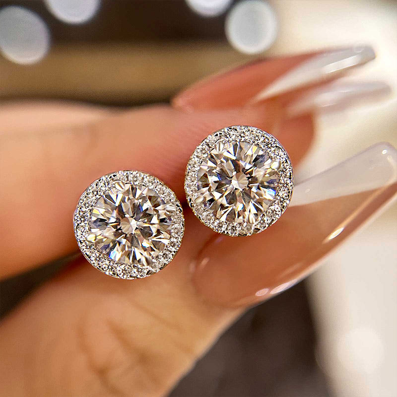 1.25 Ct Halo Round Cut Women's Stud Earrings