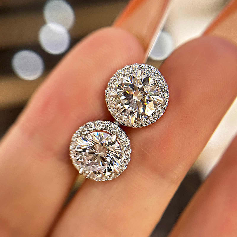 1.25 Ct Halo Round Cut Women's Stud Earrings