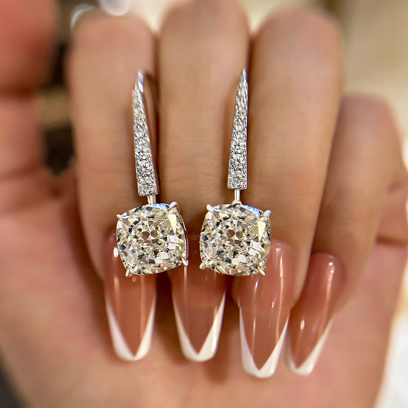 5.5Ct Exquisite Cushion Cut Women's Earrings In Sterling Silver
