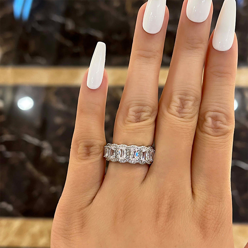 Noble Cushion Cut 5PC Wedding Band Set