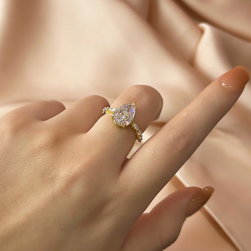 Sparkle Pear Cut Sona Simulated Diamond Engagement Ring In Sterling Silver