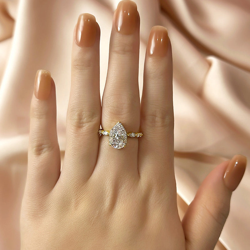 Sparkle Pear Cut Sona Simulated Diamond Engagement Ring In Sterling Silver