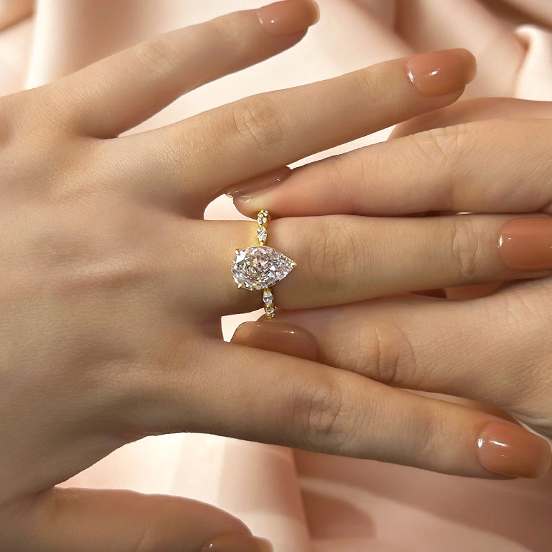 Sparkle Pear Cut Sona Simulated Diamond Engagement Ring In Sterling Silver