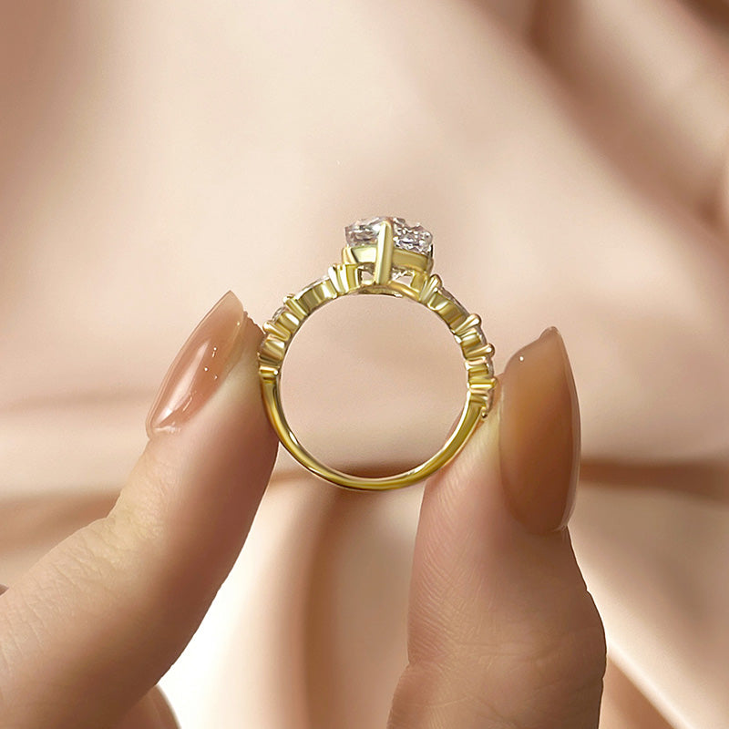 Sparkle Pear Cut Sona Simulated Diamond Engagement Ring In Sterling Silver