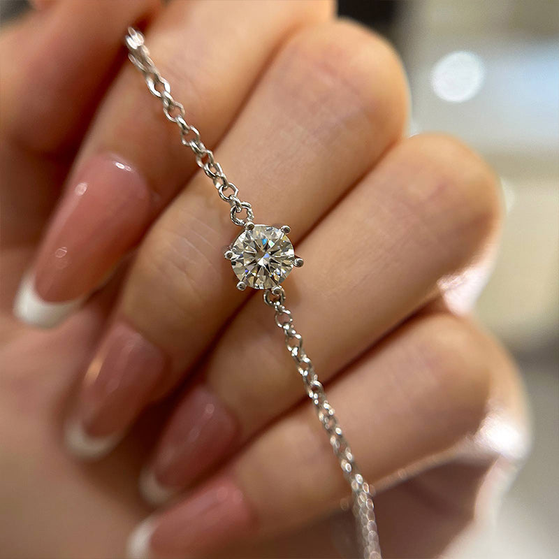 Moissanite 6 Prongs Round Cut Bracelet