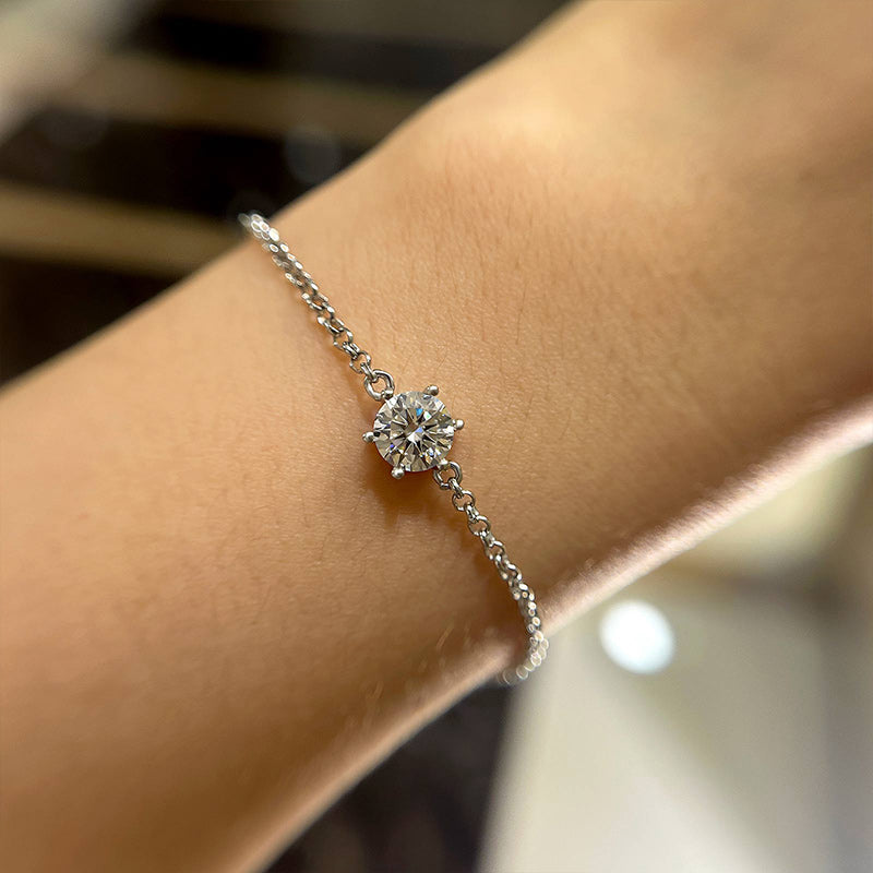 Moissanite 6 Prongs Round Cut Bracelet