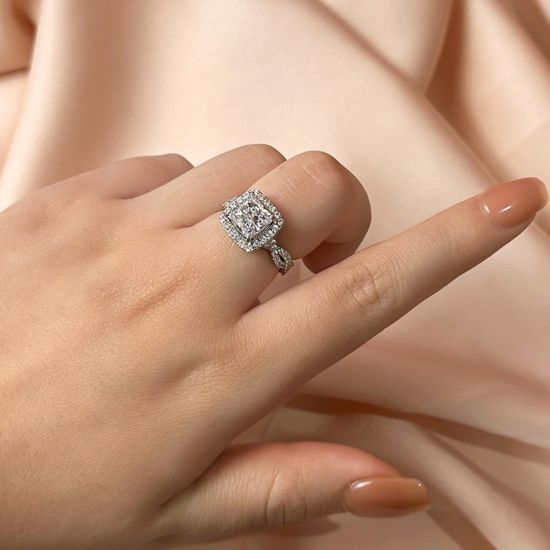 Ahabobo Noble Halo Princess Cut Engagement Ring