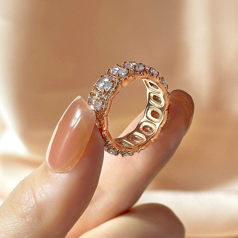Luxurious Halo Cushion Cut Wide Wedding Band For Women In Sterling Silver