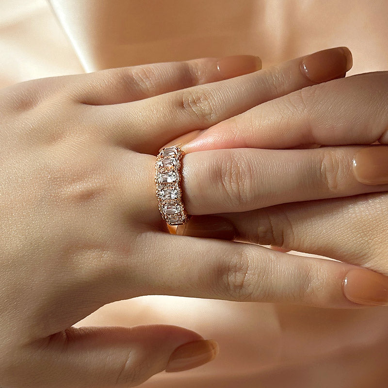 Luxurious Halo Cushion Cut Wide Wedding Band For Women In Sterling Silver