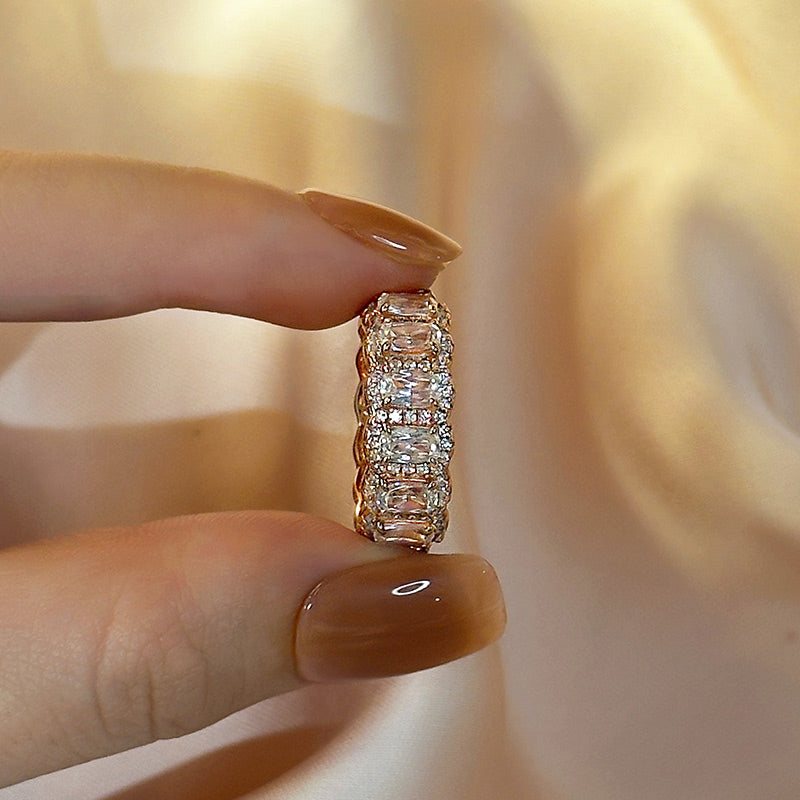Luxurious Halo Cushion Cut Wide Wedding Band For Women In Sterling Silver