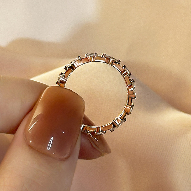 Ahabobo Elegant Marquise Cut Wedding Band