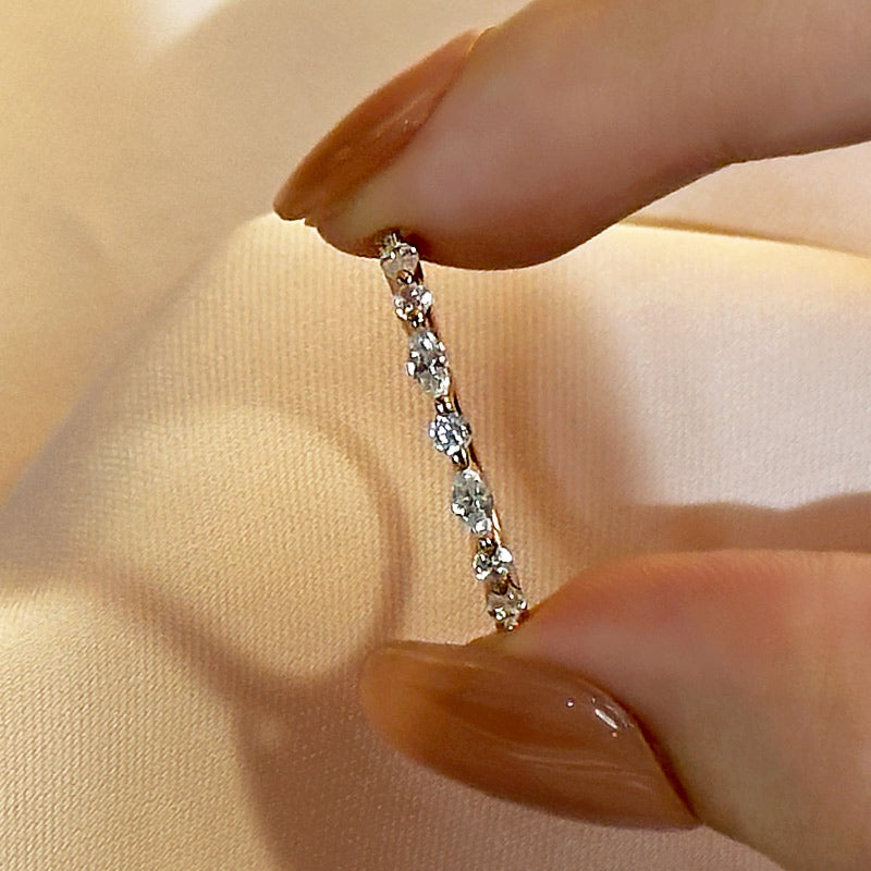 Ahabobo Elegant Marquise Cut Wedding Band